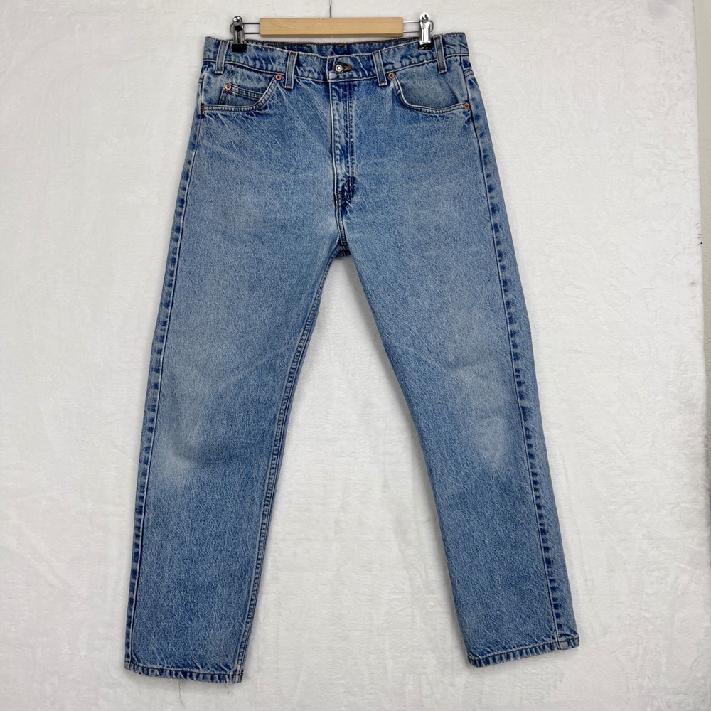 VTG Levi's 505 Jeans Mens tag 36x30 fits 33x28.25 Blue Orange Tab USA Straight